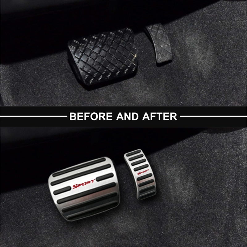 NYZAUTO Anti-Slip Foot Pedal Pads kit Compatible with A4 & Q5,Auto No Drilling Aluminum Brake and Gas Accelerator Pedal Covers - Image 2